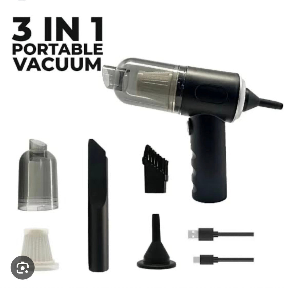 LuxeClean™ 3-in-1 Wireless Handheld Vacuum – Duster, Blower & Air Pump